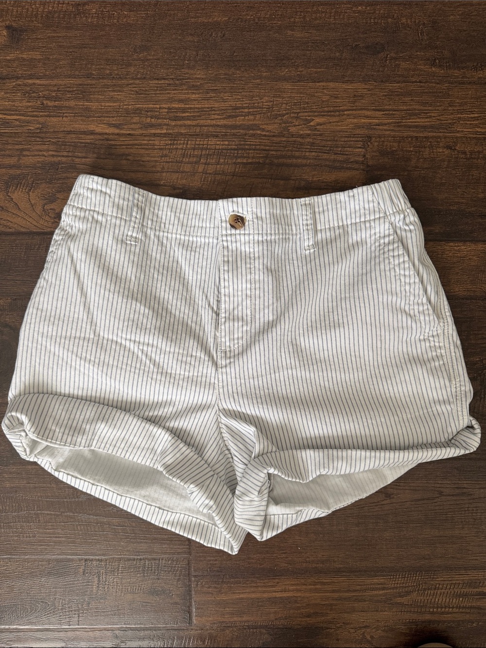 Old Navy White Shorts with Thin Navy Stripes